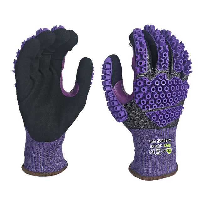 LTNS184P-2 – Cut Resistant Anti Impact Gloves – 18G A4 Liner – Sandy Nitrile Palm Coating – Full TPR Back Protection – EN388: 4X42DP