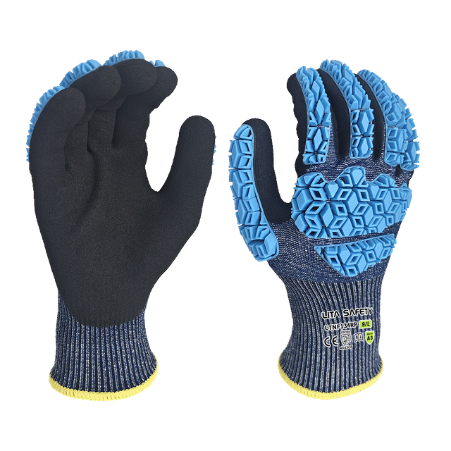 LTNF134RP – Impact Proof Gloves – 13G HPPE/Glass Fiber/Spandex Liner – Black Micro Foam Nitrile Palm – TPR Impact Back Protection – EN388: 4X43CP, ANSI A3